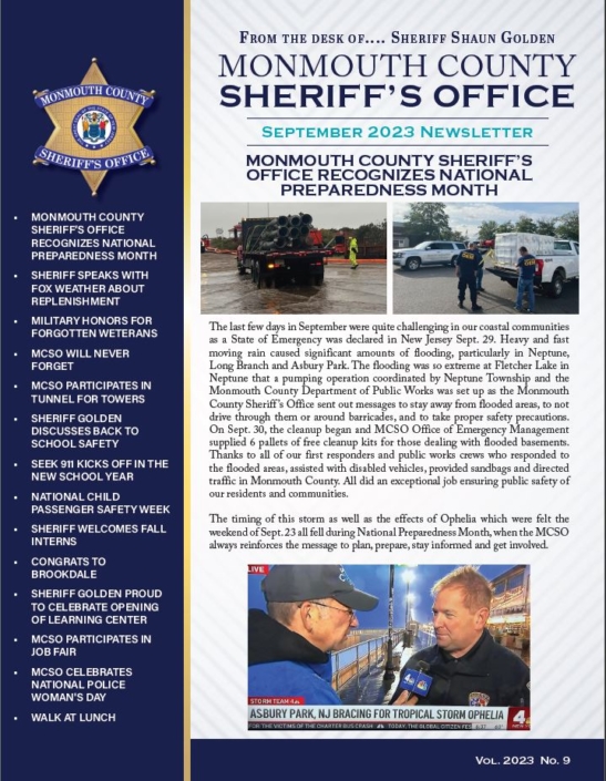 Monmouth County Sheriff’s Newsletter Volume 2023 Number 9 Monmouth